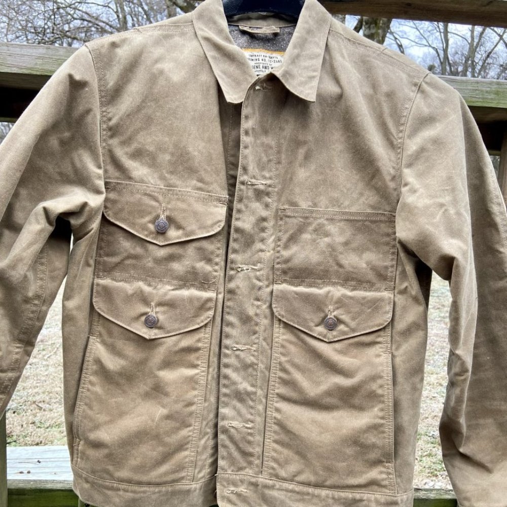 IMOGENE AND WILLIES Wax Canvas Jacket. Men's Medium, Tan